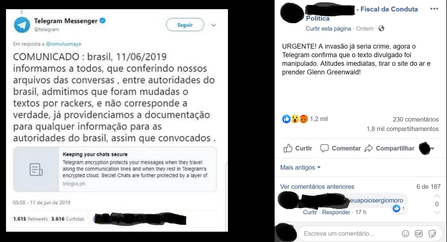 É #FAKE print que mostra Telegram admitindo alteração de textos de  mensagens por hackers, Fato ou Fake