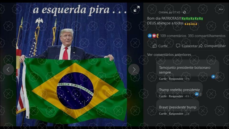 Foto de Donald Trump segurando bandeira do Brasil é montagem | Aos Fatos