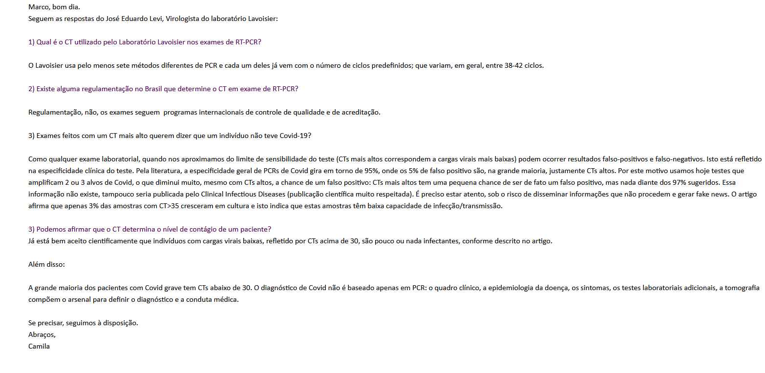 Lavoisier - Existem testes de COVID-19 para diferentes