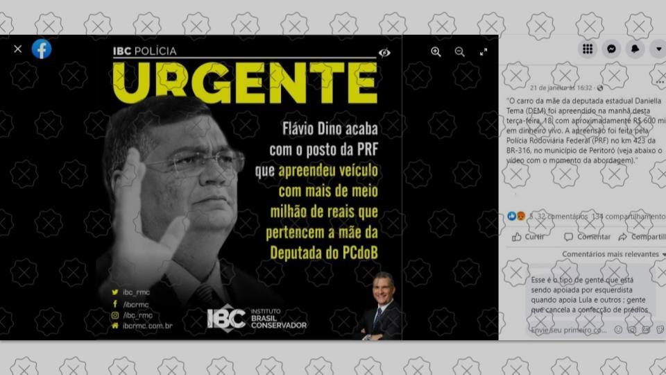 Postagem diz que Flávio Dino mandou fechar posto da PRF