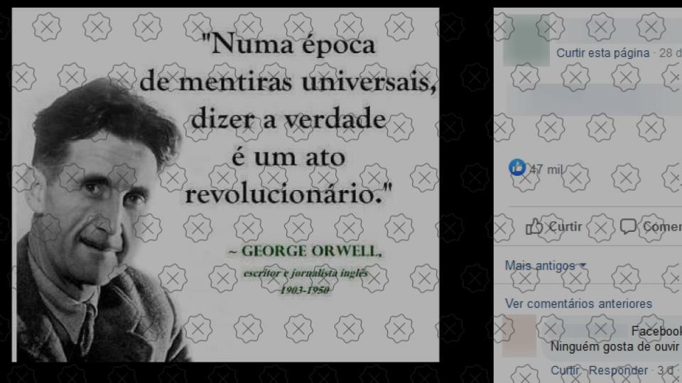 Frase atribuída erroneamente a George Orwell