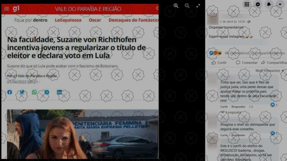 G1 não noticiou que Suzane von Richthofen votará em Lula