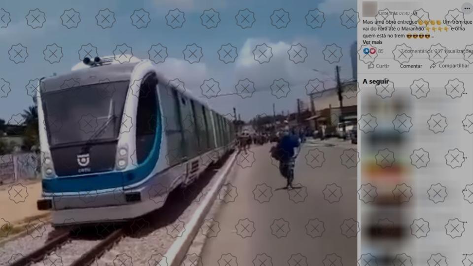 Vídeo não mostra inauguração de trem que liga o Pará ao Maranhão, mas novo VLT em Parnamirim (RN)