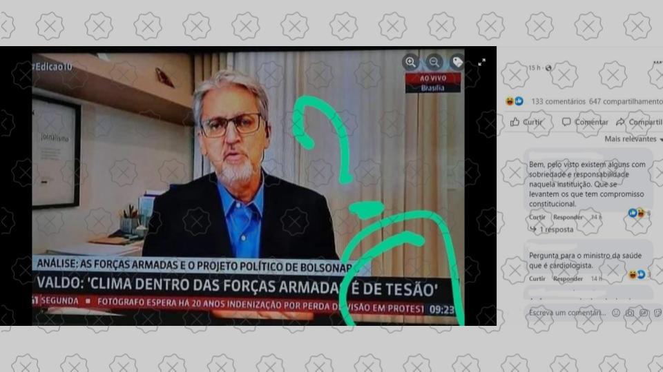 Imagem da GloboNews foi manipulada para trocar a palavra tensão por tesão