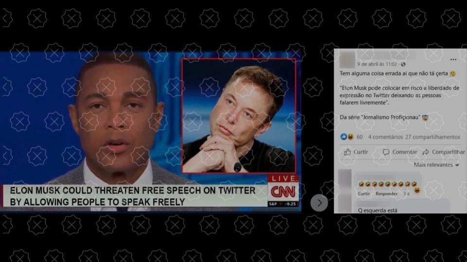 Posts difundem montagem para alegar que CNN disse que Elon Musk pode colocar em risco a liberdade de expressão no Twitter
