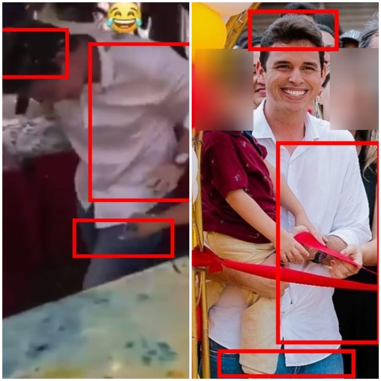 Comparativo entre o homem de branco que aparece no vídeo e o prefeito Ivo Rezende mostra que se trata da mesma pessoa.