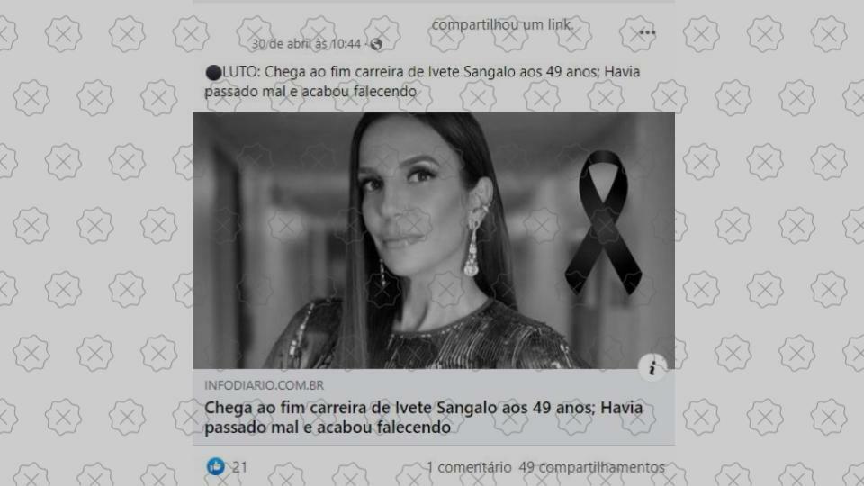 Publicação falsa diz que Ivete Sangalo morreu