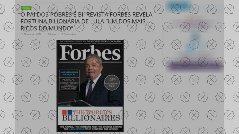 Capa adulterada da Forbes com a alegação falsa de que Lula é bilionário