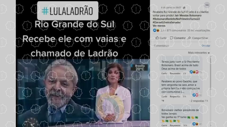Vídeo de manifestação contra Lula de 2018 é compartilhado como se fosse recente