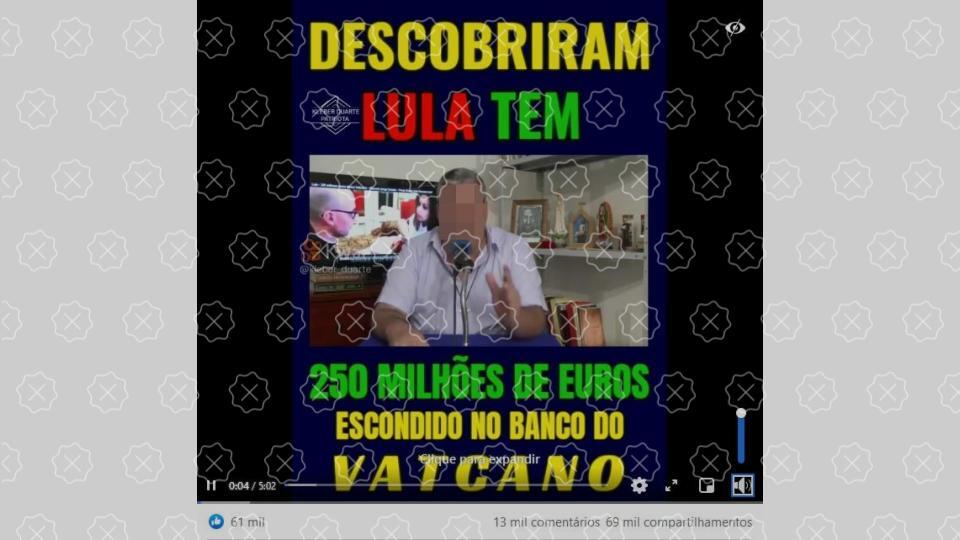 Post recicla denúncia falsa de que Lula tem 250 milhões de euros no banco do Vaticano
