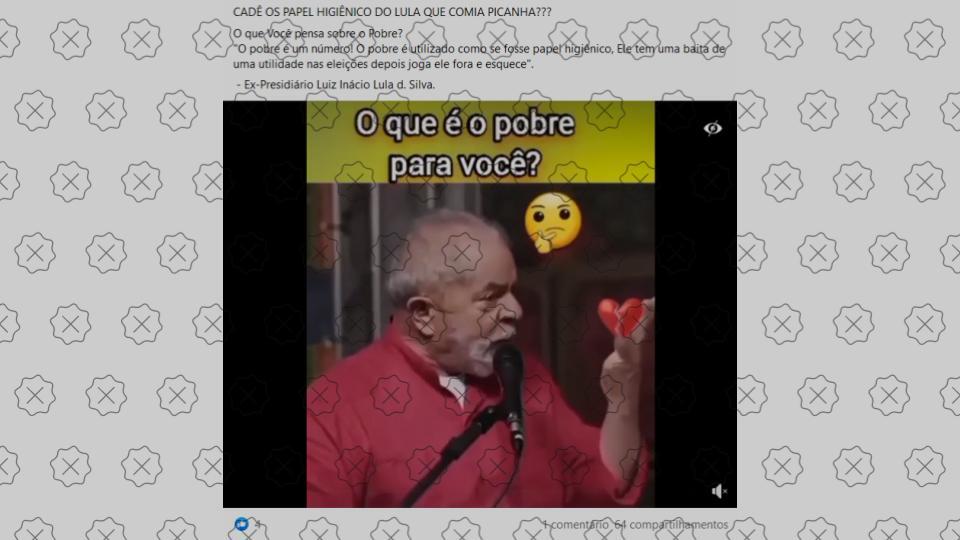 Publicações editam fala de Lula para sugerir que ele comparou pobres com papel higiênico