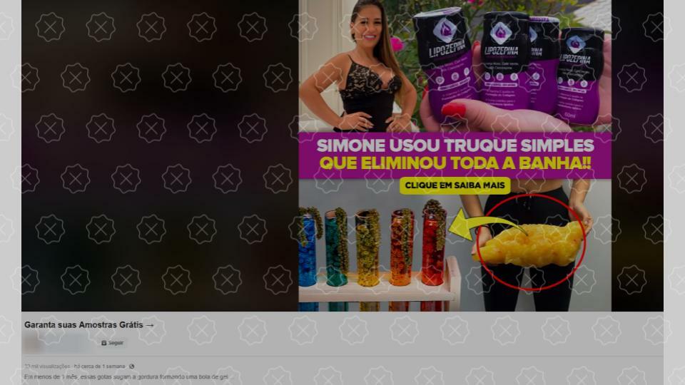 Posts alegam que a cantora Simone Mendes usou a lipozepina para emagrecer, o que é falso