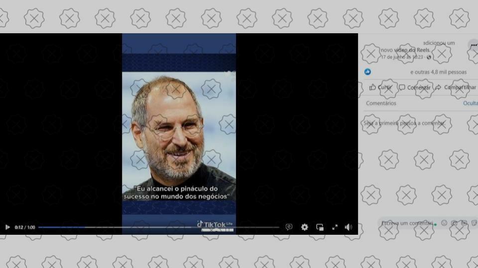 Vídeo com texto falso atribuído a Steve Jobs é compartilhado nas redes sociais