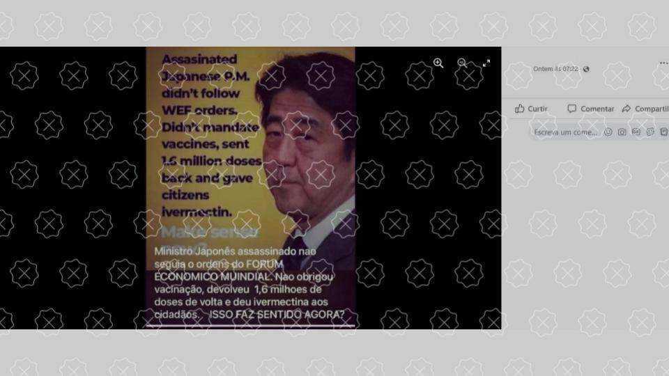 Postagem engana ao dizer que Shinzo Abe agiu contra vacinas e favoreceu ivermectina
