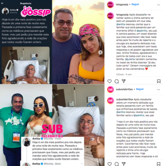 Print de postagens repetidas sobre anúncio da cantora Anitta