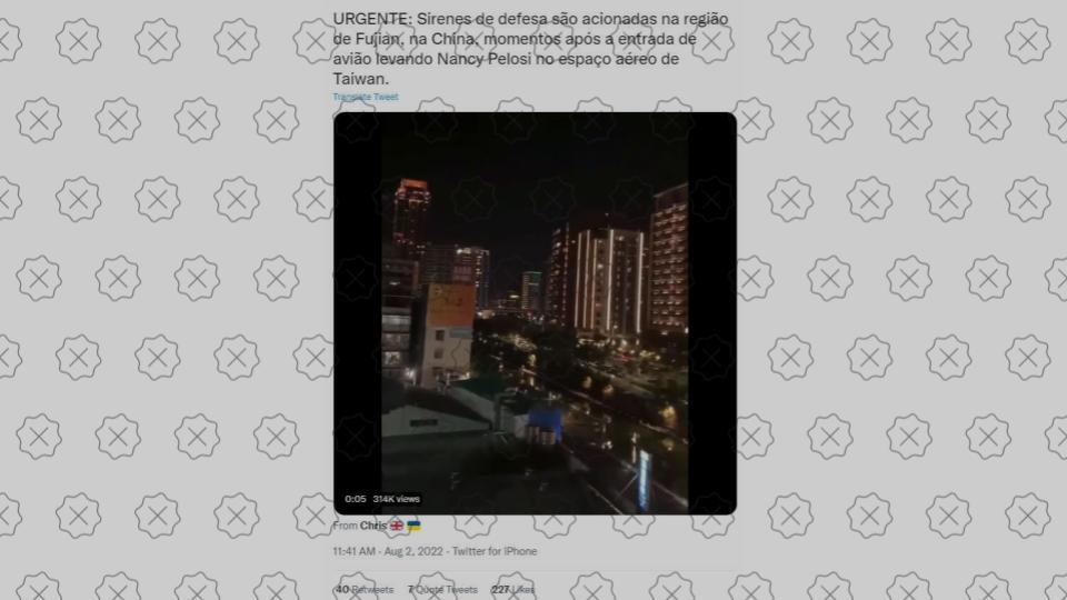Vídeo não mostra sirene acionada em cidade chinesa, como afirmam posts