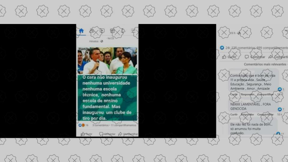 Publicação com mensagem falsa sobre Bolsonaro não ter inaugurado unidades de educação