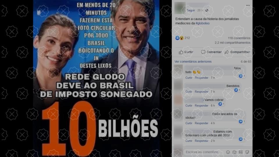 Posts alegam que a Rede Globo deve R$ 10 bilhões em impostos, o que é falso.