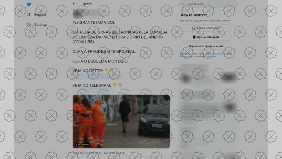 Posts difundem vídeo de 2018 que mostra garis entregando urnas em escola no Rio de Janeiro como se fosse indício de fraude, o que não procede.