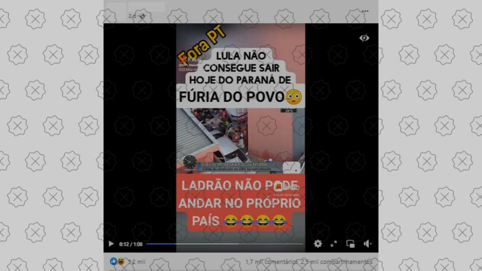 Reprodução de imagem que desinforma ao dizer que Lula não consegue sair do Paraná devido à fúria do povo
