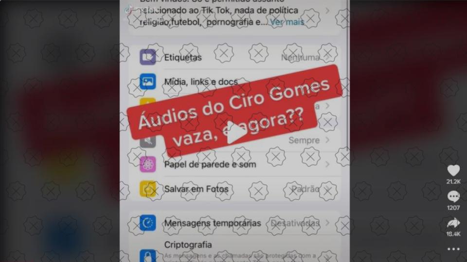 Postagens destacam áudio falso para afirmar que Ciro Gomes fala sobre fraude eleitoral e contra o TSE
