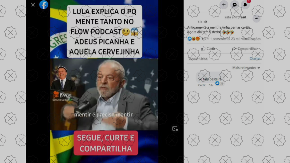 Posts editam fala de Lula para sugerir que o petista confessou que mente