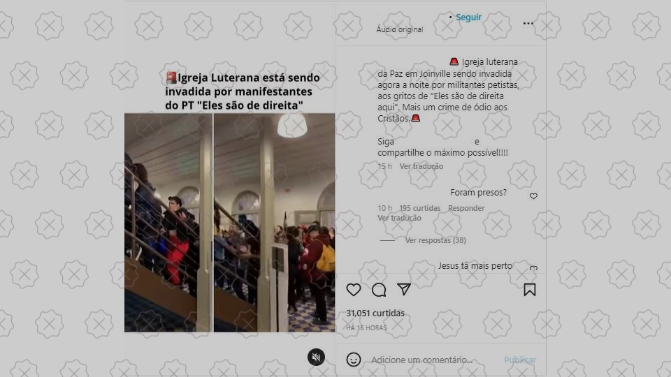 Vídeo mostra manifestação de estudantes em faculdade de Joinville, não invasão de igreja luterana