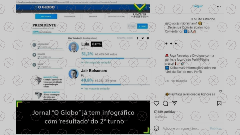 Erro do Jornal O Globo com a alegação falsa de que o jornal já teve acesso aos resultados do segundo turno