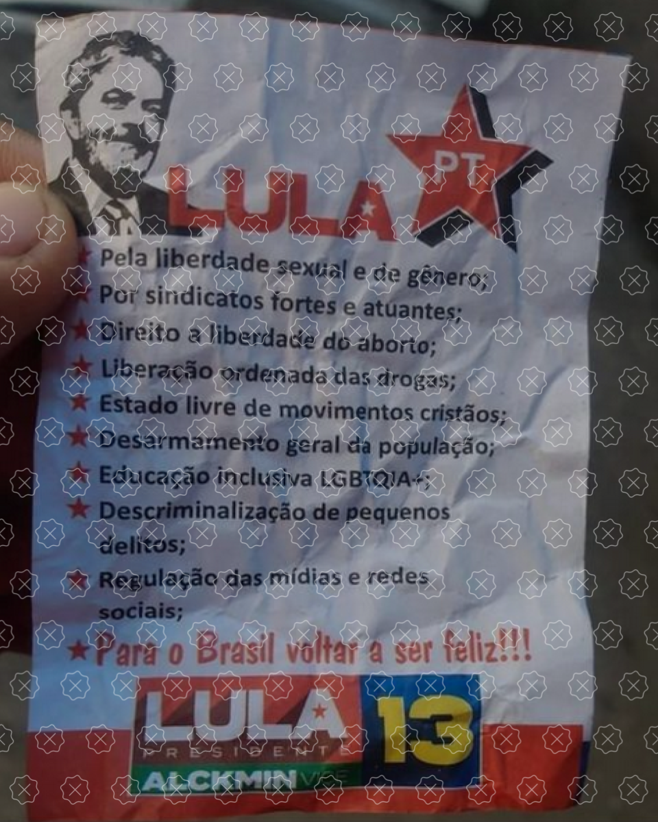Santinho apócrifo inventa promessas de campanha de Lula