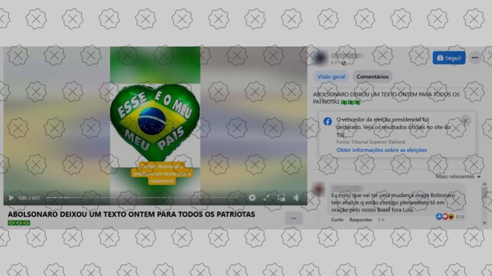 Posts difundem que Bolsonaro publicou texto que fala sobre ‘50 tons de vermelho’ após não se reeleger no domingo (30), o que é falso; texto foi publicado em setembro