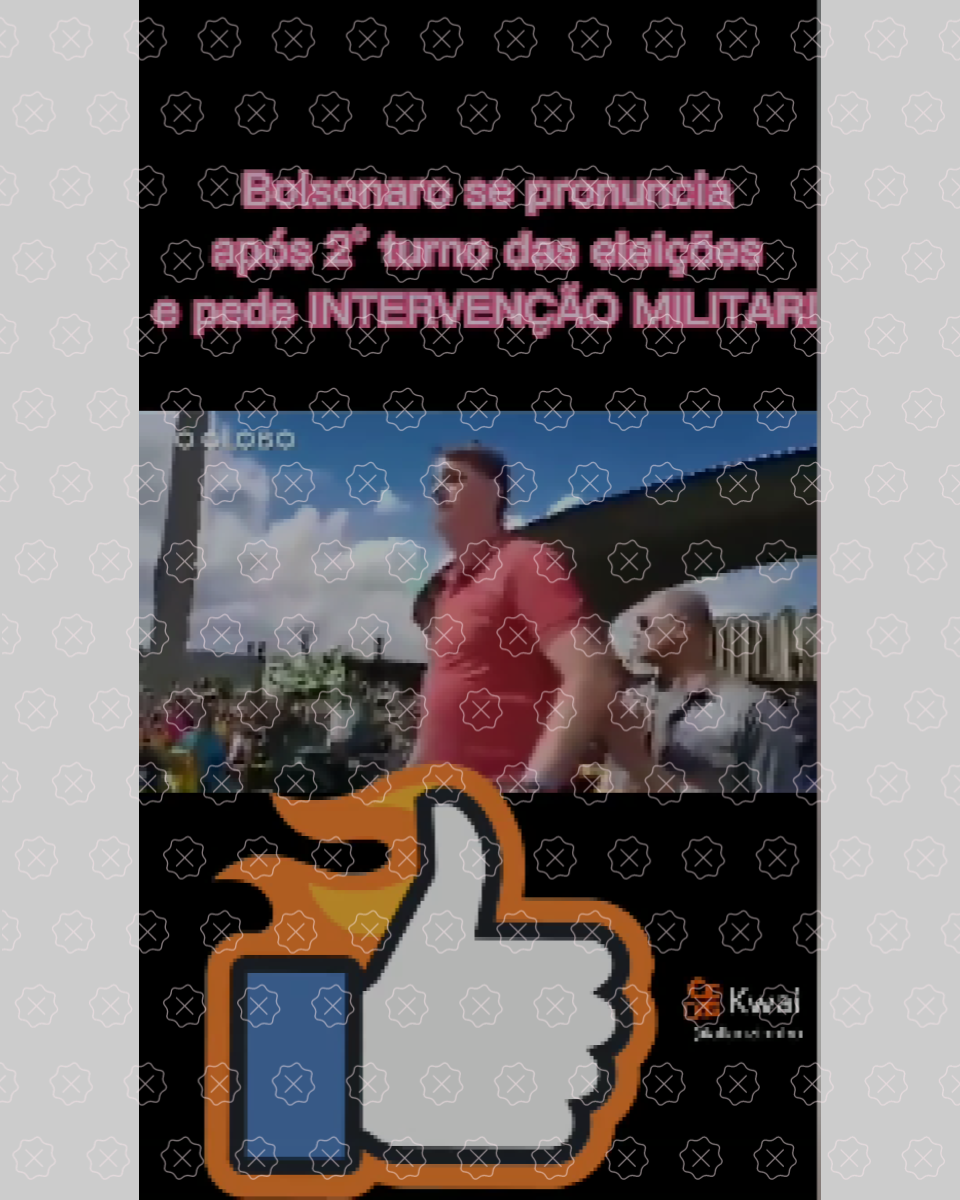 Postagem com a alegação falsa de que discurso de Bolsonaro foi registrado após o 2º turno