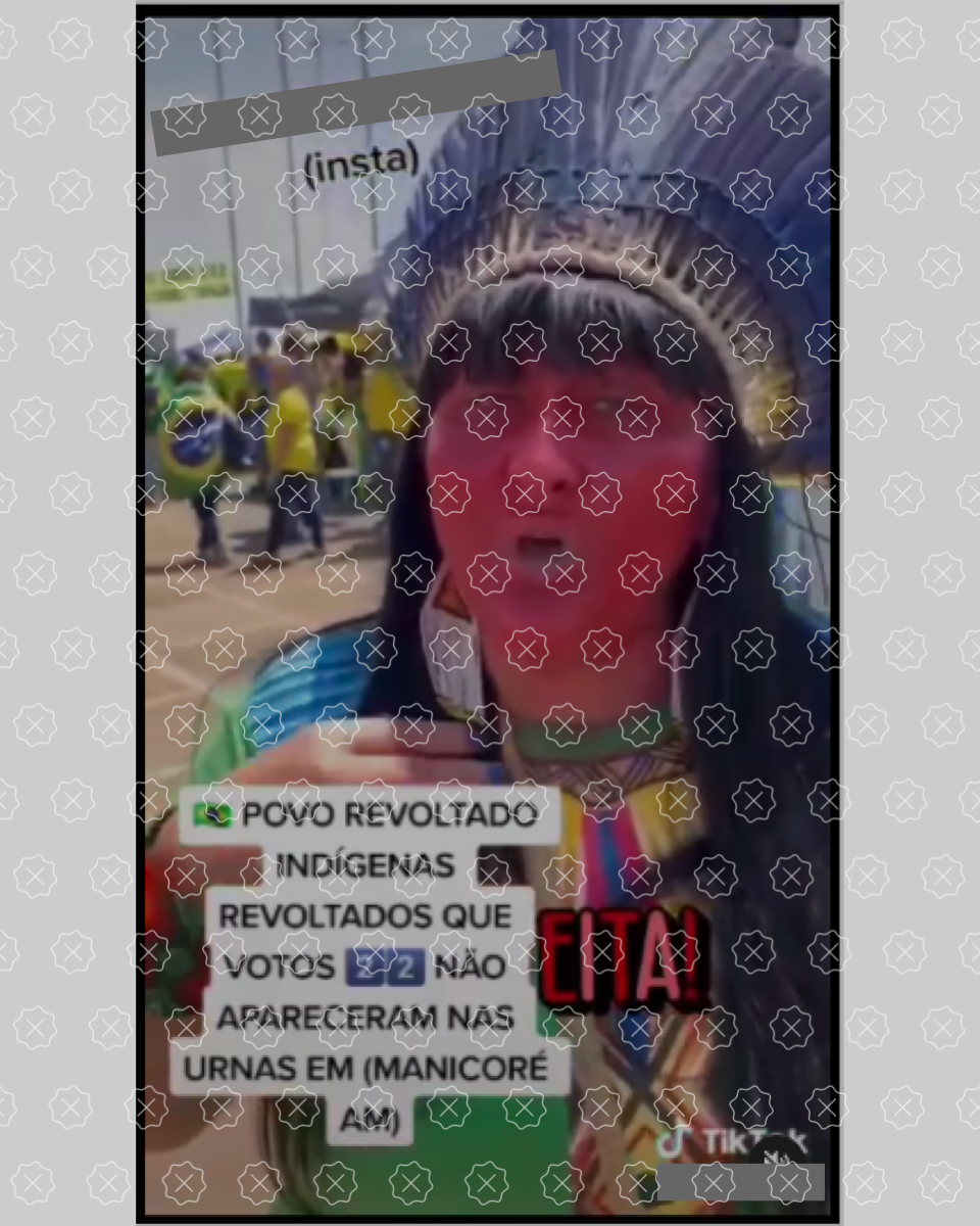 Reprodução de vídeo em que mulher afirma que Bolsonaro não teve voto em Manicoré (AM), o que não é verdade