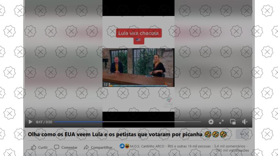 Vídeo utiliza legendas falsas para alegar que Lula foi motivo de chacota entre apresentadores de TV, o que não aconteceu