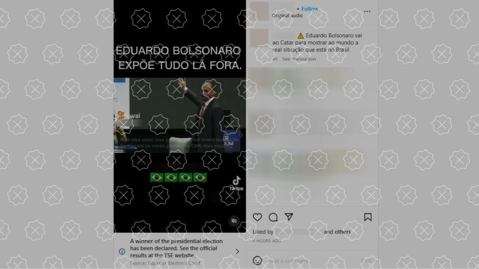 Vídeo difundido pelas peças checadas retrata palestra de Eduardo Bolsonaro nos EUA em 2021, não recente no Qatar
