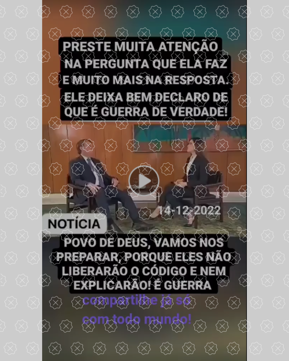 Reprodução de publicação desinformativa com trecho de entrevista de Bolsonaro ao SBT News, que foi tirada de contexto