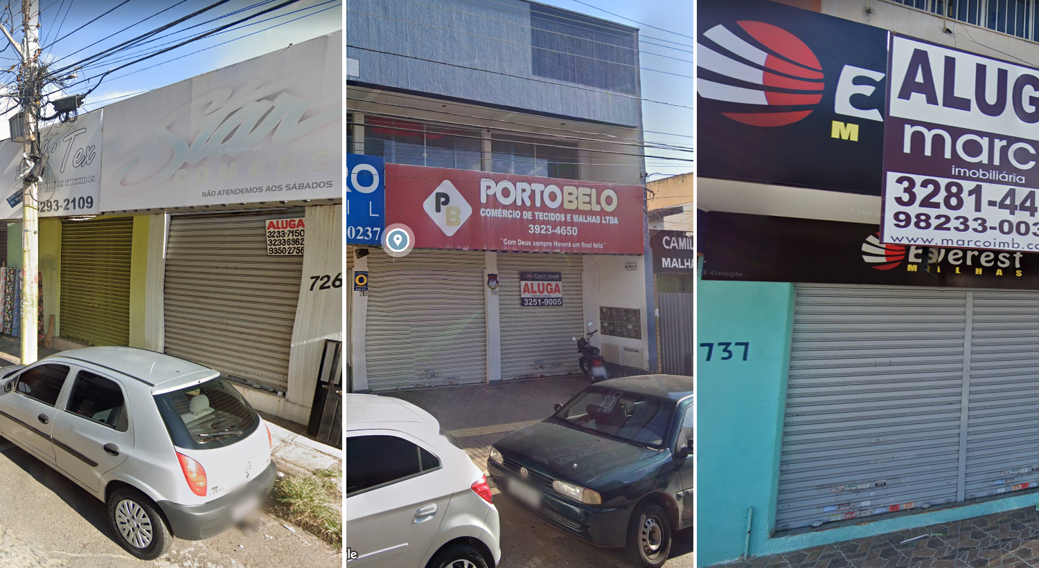 Imagem mostra três lojas que já estavam fechadas em abril de 2019 no local da gravação