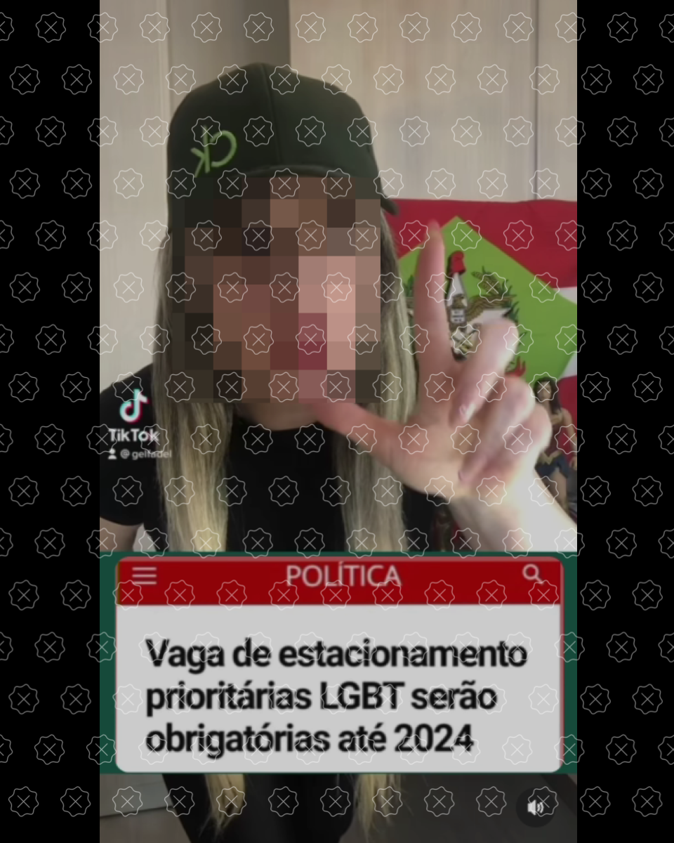 Vídeo falsifica matéria do G1 para afirmar que governo instituiu vagas de estacionamento prioritárias para a população LGBTQIA+