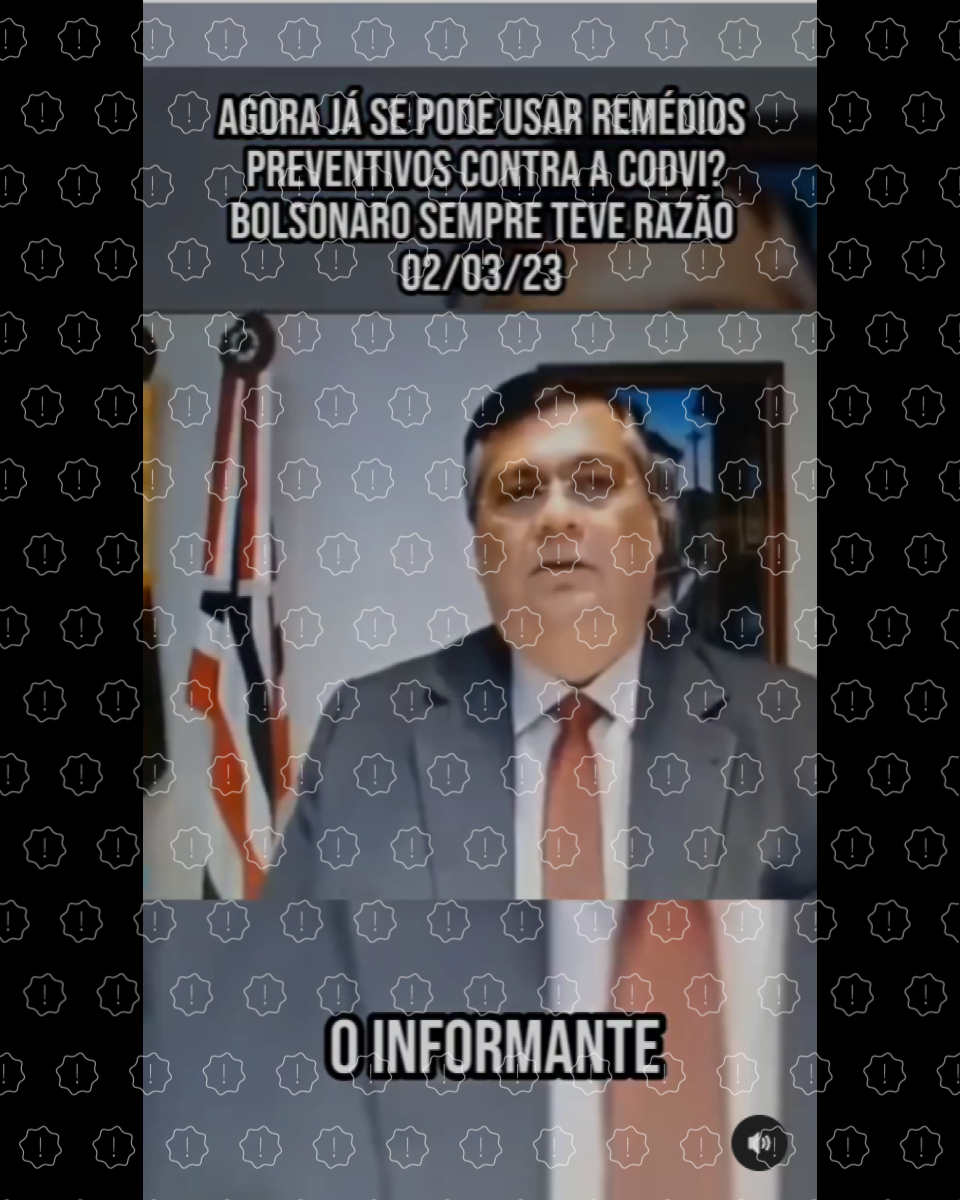 Entrevista gravada em maio de 2020 circula como se fosse recente para afirmar que o ministro Flávio Dino defende o uso da cloroquina contra a Covid-19