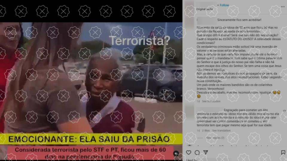 Posts enganam ao afirmar que a missionária Ilda Santos foi libertada após ficar 60 dias presa em decorrência dos atos golpistas de 8 de janeiro