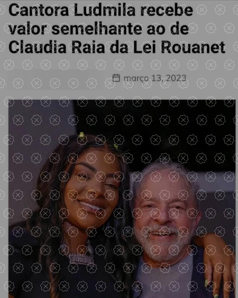 Posts enganam ao afirmar que Ludmilla recebeu R$ 5 milhões da Lei Rouanet, o que é falso