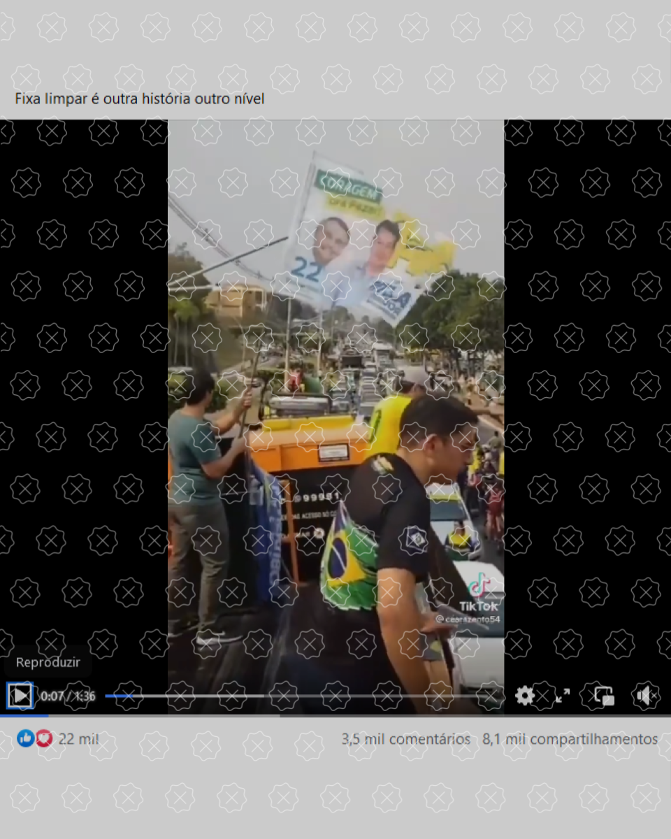 Vídeo usa imagem de carreata do 7 de Setembro em Cuiabá como se mostrasse preparação para receber Bolsonaro em Brasília