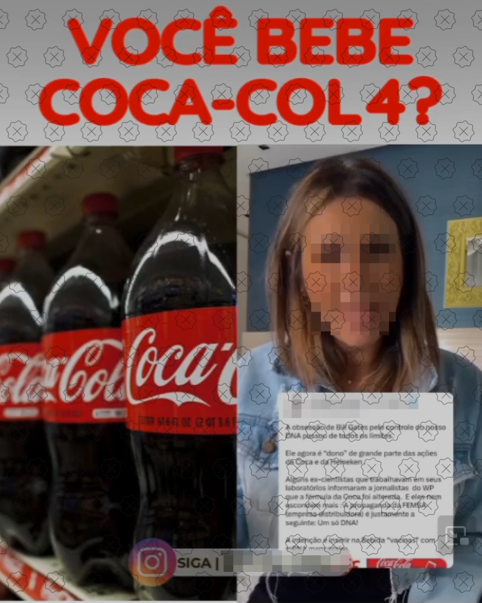 Vídeo mente ao dizer que Bill Gates inseriu vacina de mRNA na fórmula da Coca-Cola