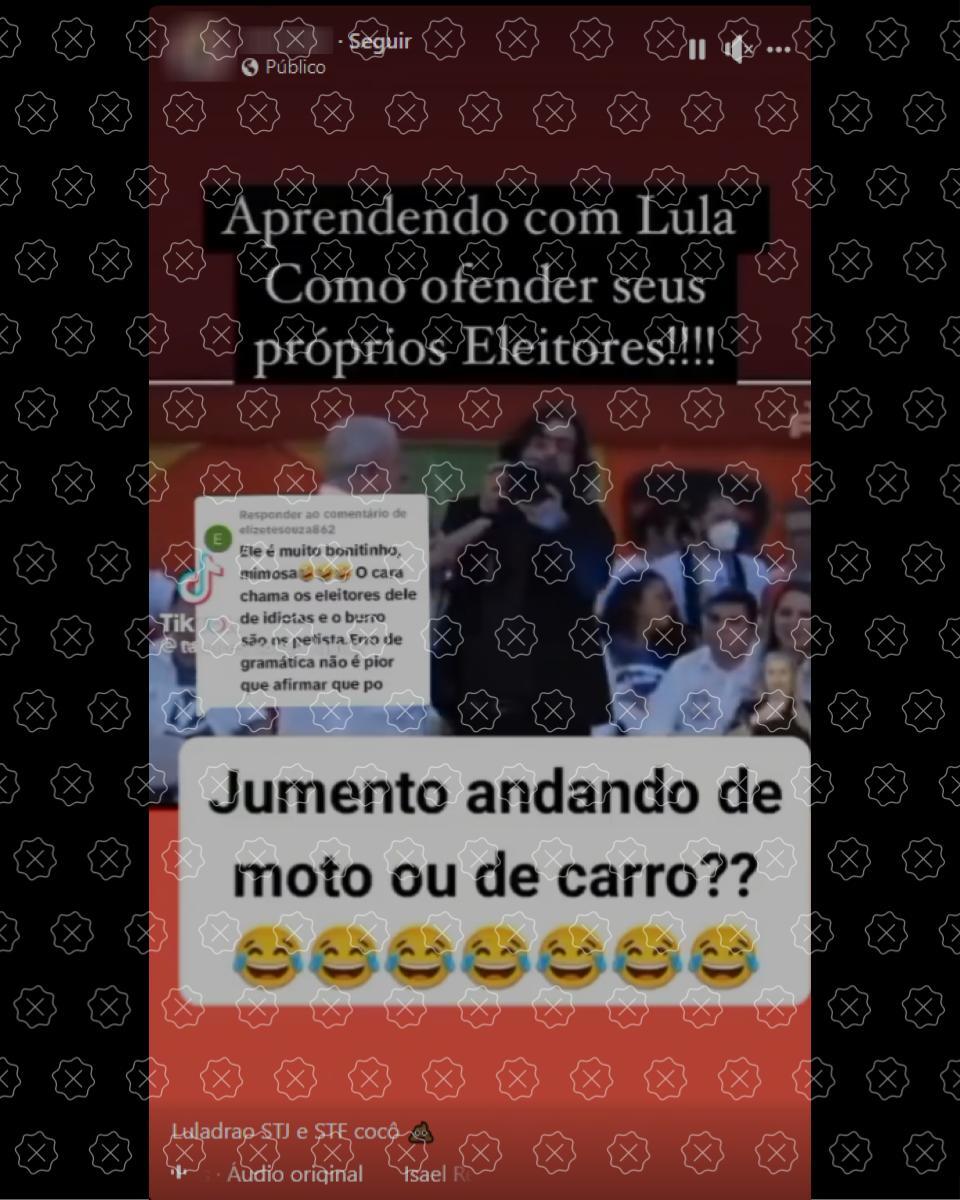 Posts enganam ao afirmar que Lula comparou eleitores a jumentos em discurso