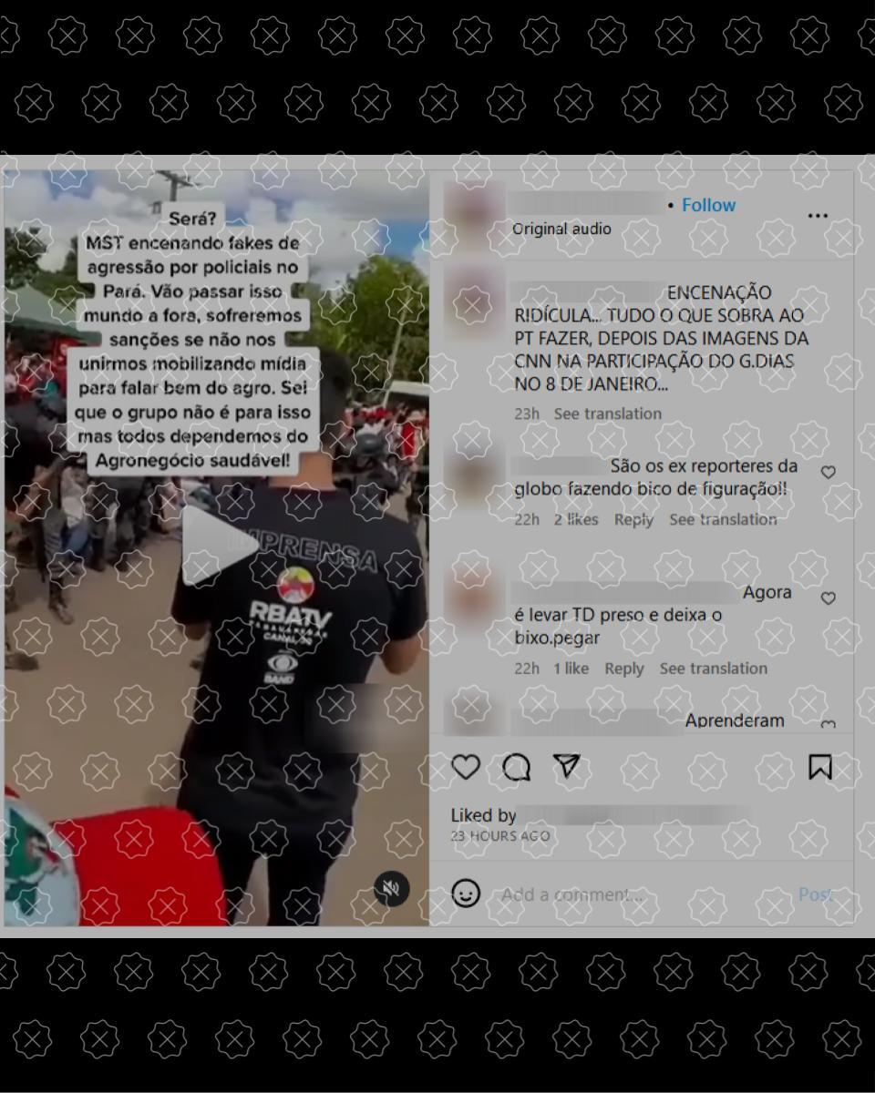 Reencenação do massacre de Eldorado dos Carajás é difundido nas redes como ação desinformativa do MST, o que não procede