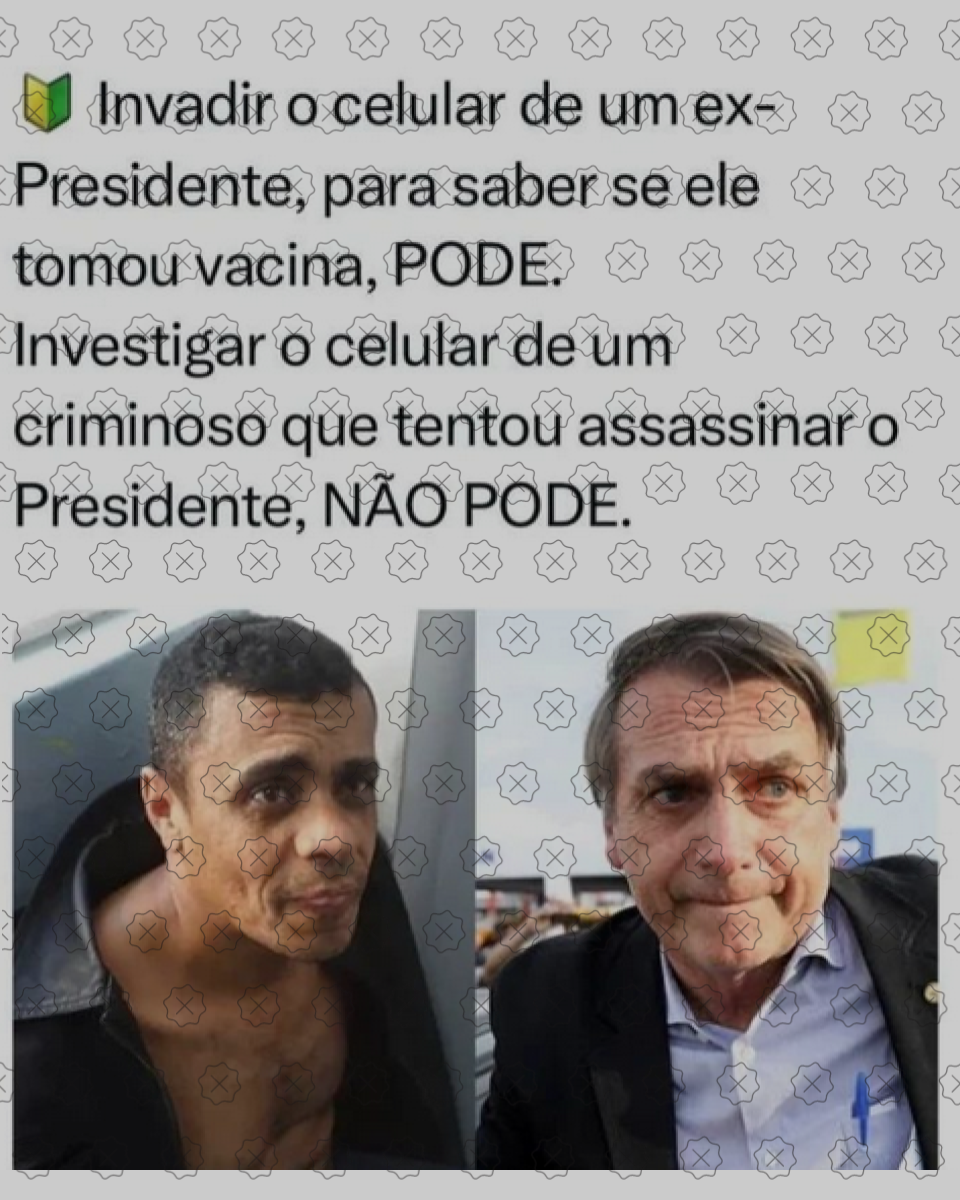 Comparação engana ao dizer que celulares de Adélio Bispo não foram investigados pela PF