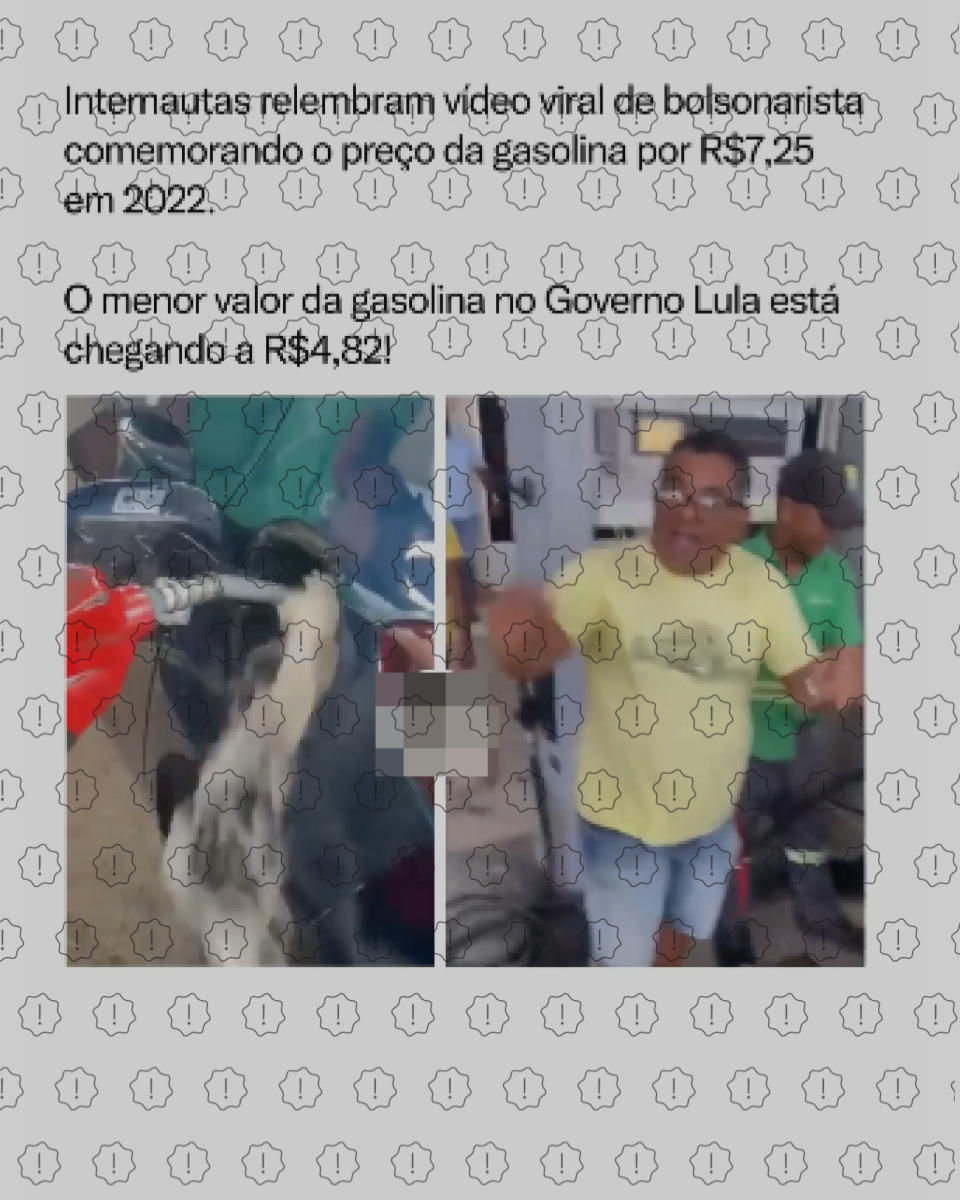 Post omite contexto do vídeo para sugerir que homem comemorava gasolina a R$ 7,25
