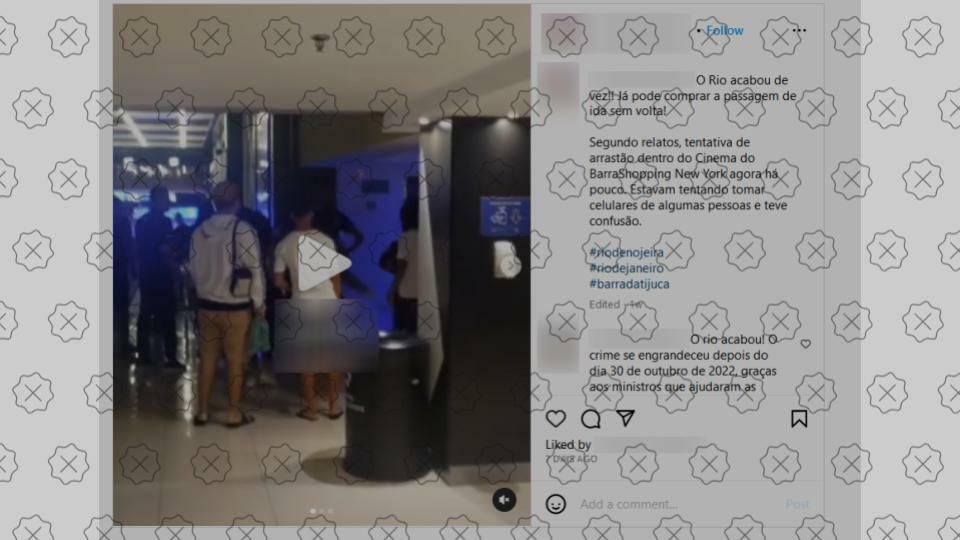 Posts enganam ao difundir que houve um arrastão no cinema do Barra Shopping, no Rio de Janeiro