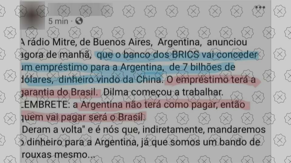 Posts enganam ao dizer que rádio argentina Mitre noticiou empréstimo de US$ 7 bilhões a Argentina garantido pelo Brasil