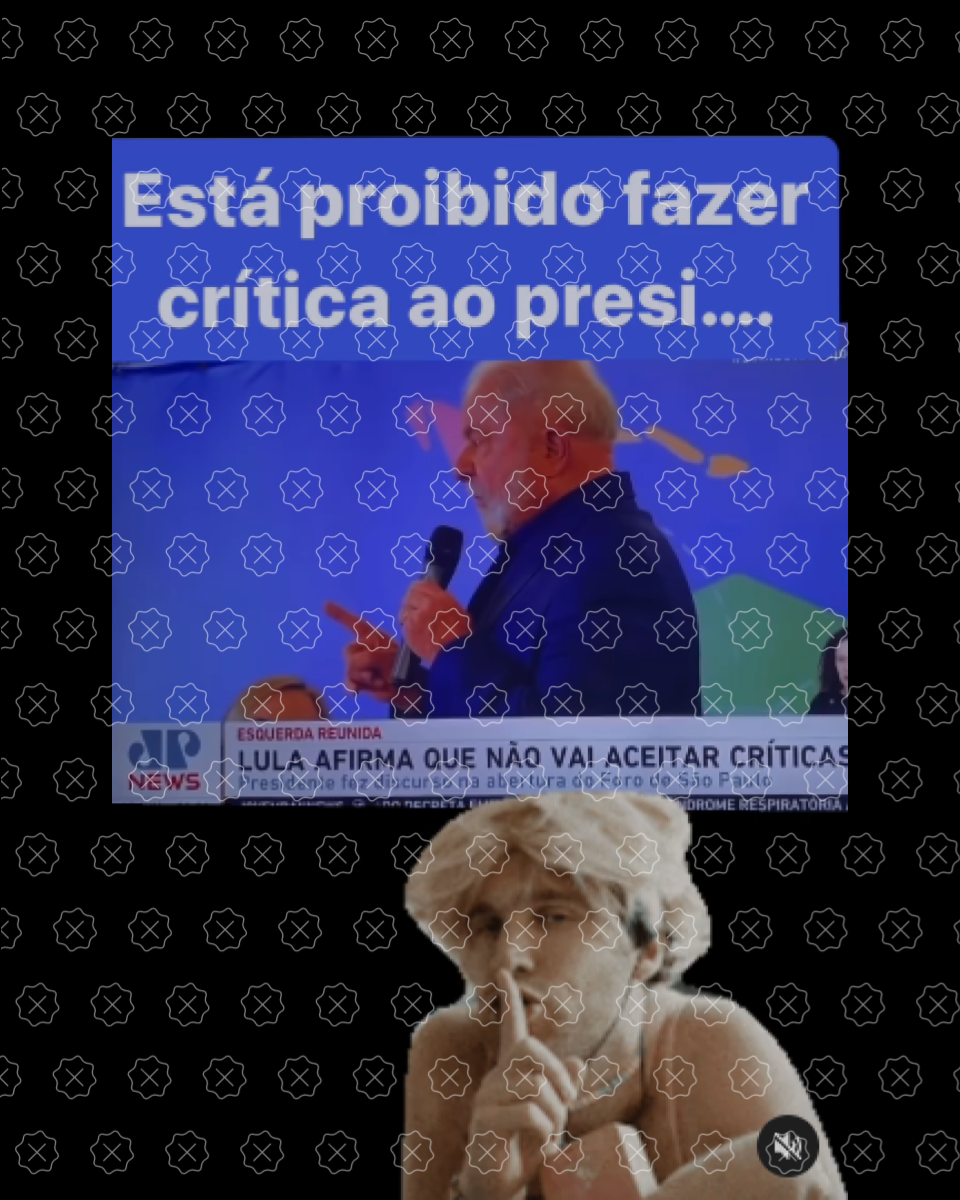 Trecho de reportagem da JP News com legenda Lula afirma que não vai aceitar críticas