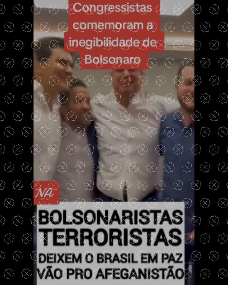 Posts difundem vídeo de celebração de políticos em razão da vitória de Lula nas urnas em 2022, como se fosse comemoração pela inelegibilidade de Bolsonaro em junho de 2023